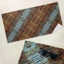 Wild Abstraktes Muster Aqua Brown und Orange Strandtuch