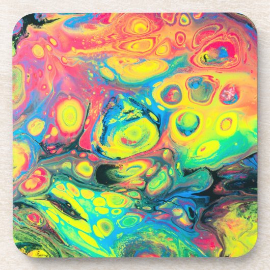 Wild Acrylic Fluid Art Abstract Getränkeuntersetzer (Vorderseite)