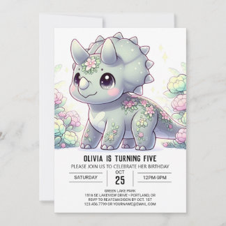 Wild Adorable Dinosaur Digital Geburtstag Einladung