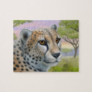Wild afrikanische Cheetah auf Savannah Puzzle