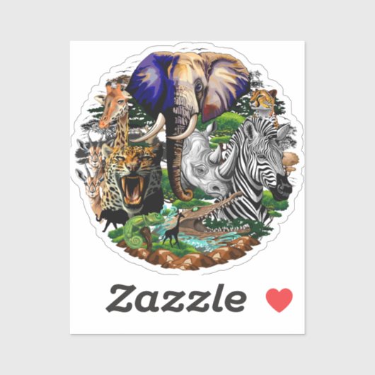 Wild afrikanische Savanna Tiere Aufkleber (Blatt)