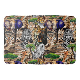 Wild afrikanische Savanna Tiere Badematte