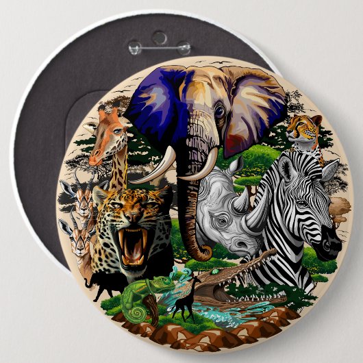 Wild afrikanische Savanna Tiere Button (Vorne & Hinten)