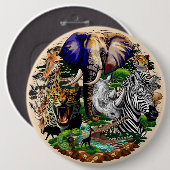 Wild afrikanische Savanna Tiere Button (Vorne & Hinten)