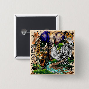Wild afrikanische Savanna Tiere Button
