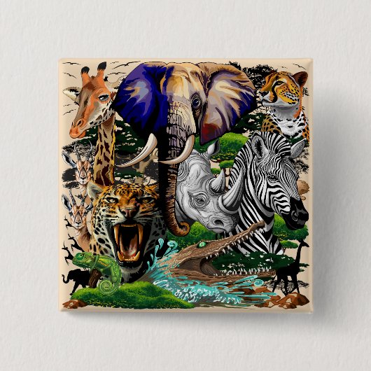 Wild afrikanische Savanna Tiere Button (Vorderseite)