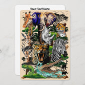 Wild afrikanische Savanna Tiere Einladung (Vorne/Hinten)