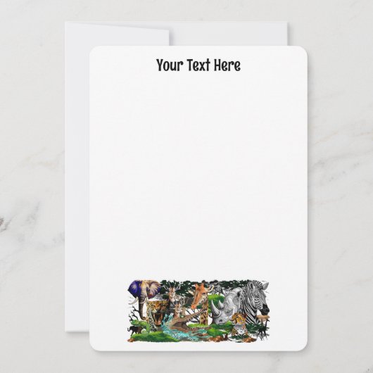Wild afrikanische Savanna Tiere Einladung (Rückseite)