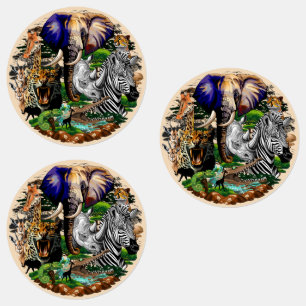 Wild afrikanische Savanna Tiere Etiketten