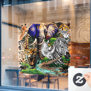 Wild afrikanische Savanna Tiere Fensteraufkleber
