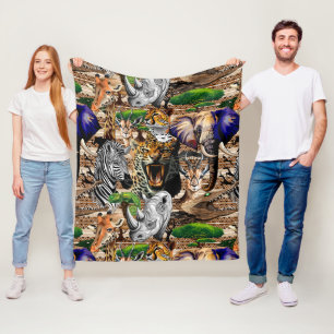Wild afrikanische Savanna Tiere Fleecedecke