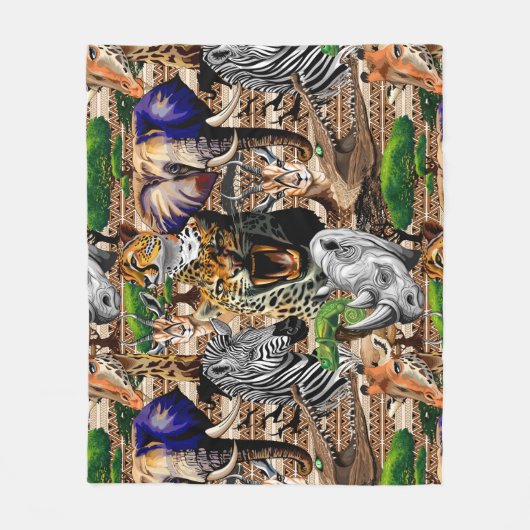Wild afrikanische Savanna Tiere Fleecedecke (Vorderseite)