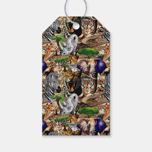 Wild afrikanische Savanna Tiere Geschenkanhänger (Vorderseite)