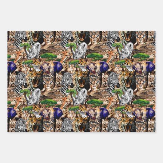 Wild afrikanische Savanna Tiere Geschenkpapier Set (Vorderseite 3)