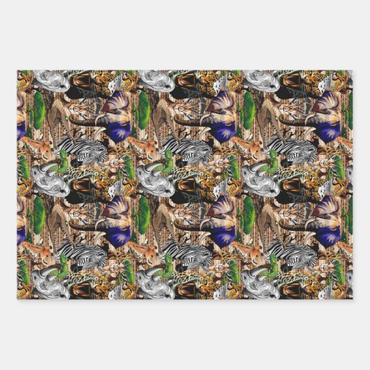 Wild afrikanische Savanna Tiere Geschenkpapier Set (Vorderseite)
