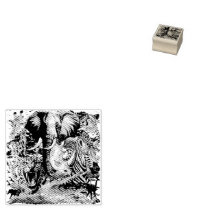 Wild afrikanische Savanna Tiere Gummistempel