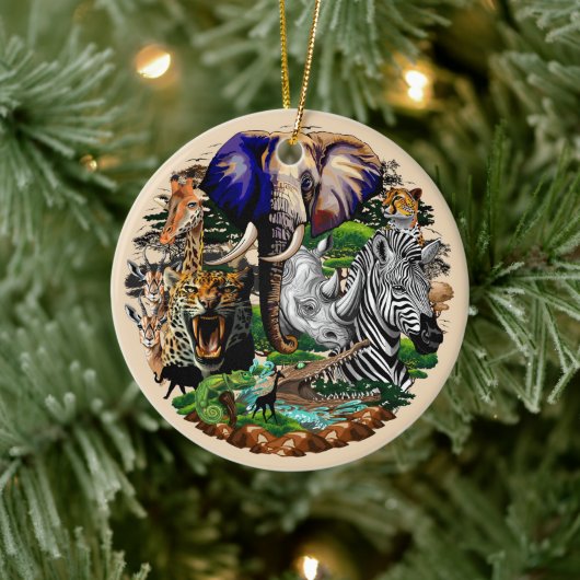 Wild afrikanische Savanna Tiere Keramik Ornament (Baum)