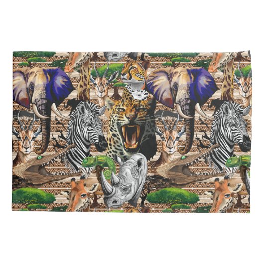 Wild afrikanische Savanna Tiere Kissenbezug (Rückseite)