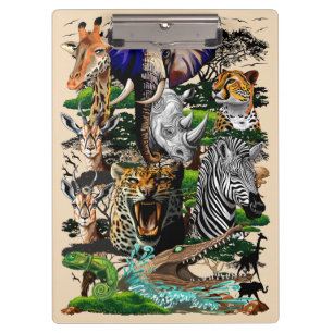 Wild afrikanische Savanna Tiere Klemmbrett