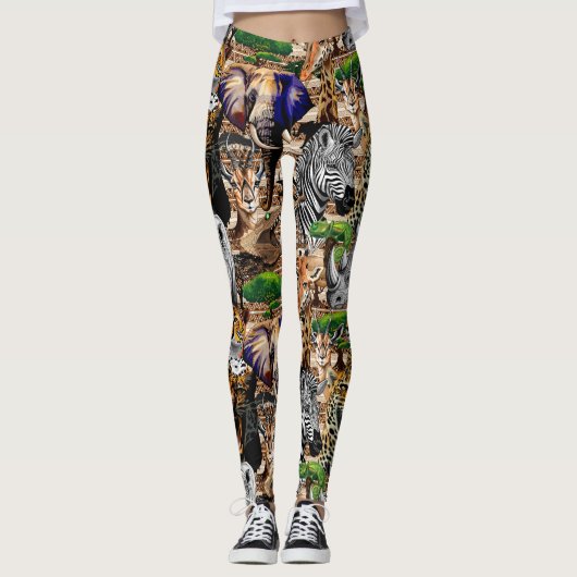 Wild afrikanische Savanna Tiere Leggings (Vorderseite)