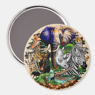 Wild afrikanische Savanna Tiere Magnet