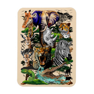 Wild afrikanische Savanna Tiere Magnet