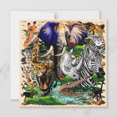 Wild afrikanische Savanna Tiere Magneteinladung (Vorderseite)