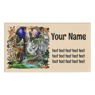 Wild afrikanische Savanna Tiere Namenschild