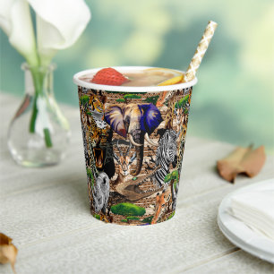 Wild afrikanische Savanna Tiere Pappbecher