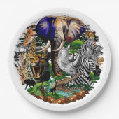 Wild afrikanische Savanna Tiere Pappteller (Vorderseite)