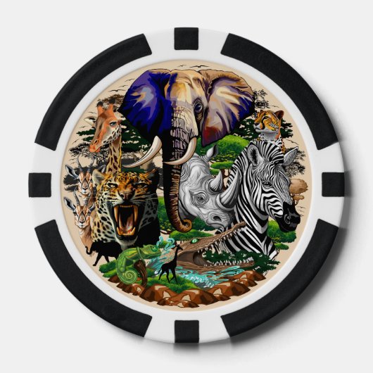 Wild afrikanische Savanna Tiere Pokerchips (Vorderseite)