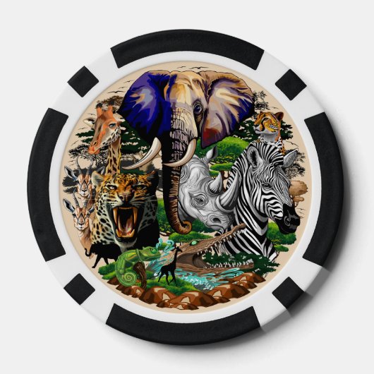 Wild afrikanische Savanna Tiere Pokerchips (Rückseite)