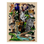 Wild afrikanische Savanna Tiere Poster (Vorderseite)