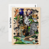 Wild afrikanische Savanna Tiere Postkarte (Vorne/Hinten)