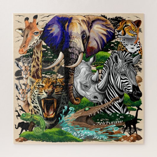 Wild afrikanische Savanna Tiere Puzzle (Vertikal)