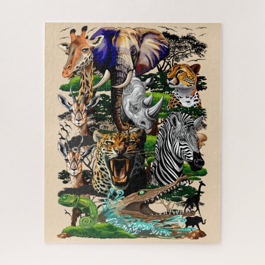 Wild afrikanische Savanna Tiere Puzzle (Vertikal)
