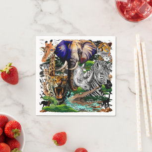 Wild afrikanische Savanna Tiere Serviette