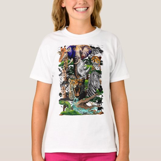 Wild afrikanische Savanna Tiere T-Shirt (Vorderseite)