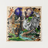 Wild afrikanische Savanna Tiere Wandteppich (Vorderseite)