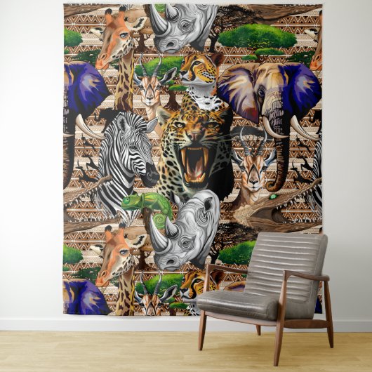 Wild afrikanische Savanna Tiere Wandteppich (Beispiel)