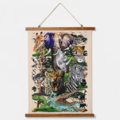 Wild afrikanische Savanna Tiere Wandteppich Mit Holzrahmen (Vorderseite)