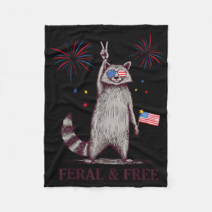 Wild &amp; Frei Lustiger Patriotischer Waschbär Wi Fleecedecke