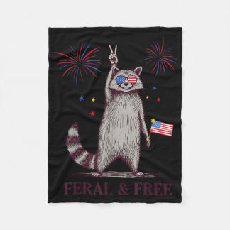 Wild & Frei Lustiger Patriotischer Waschbär Wi Fleecedecke