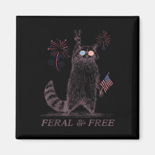 Wild & Amp; Freie Patriotische Racoon Ferry und Magnet
