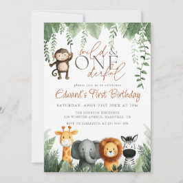 Wild And Onederful Jungle 1st Birthday Einladung