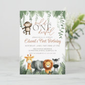 Wild And Onederful Jungle 1st Birthday Einladung (Stehend Vorderseite)