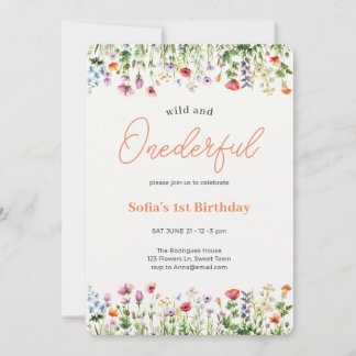 Wild and Onederful Wildflower 1st Birthday Einladung