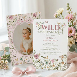 Wild and Onederful Wildflower 1st Birthday Einladung