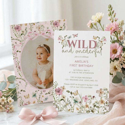 Wild and Onederful Wildflower 1st Birthday Einladung