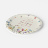 Wild and Seven Wildflower 7th Birthday Party Pappteller (Schrägansicht)